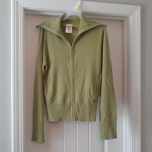 No Boundaries medium green longsleeve  turtleneck zipper sweater